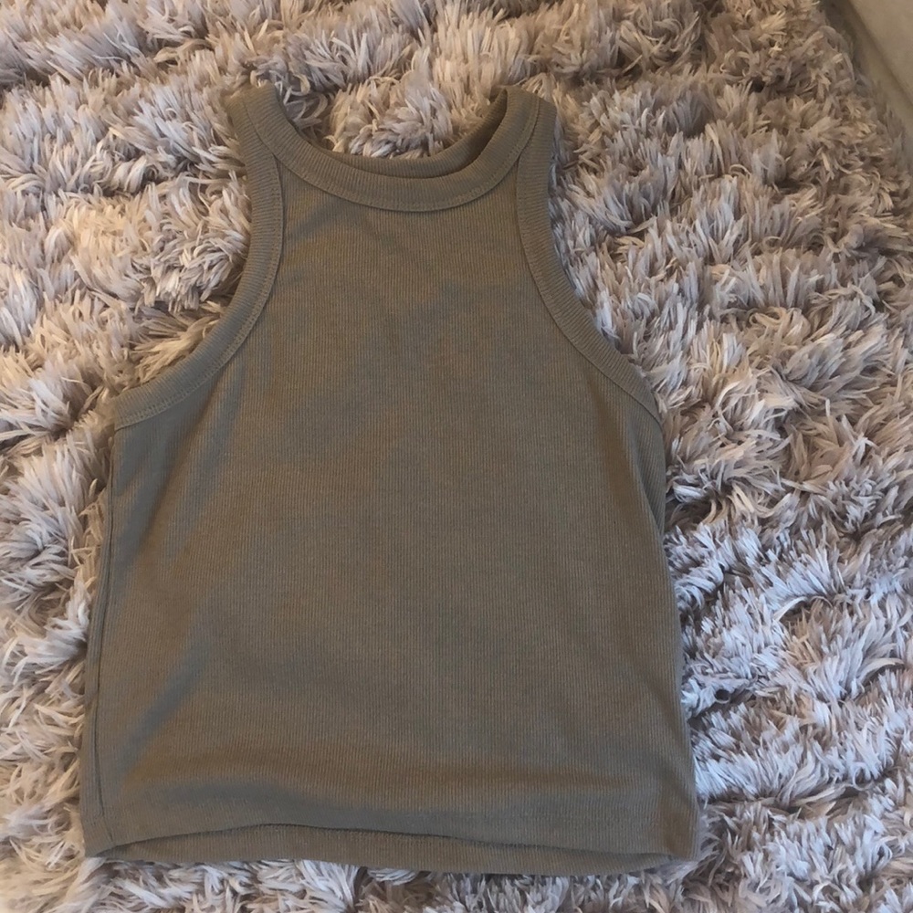 Olive high neck crop top